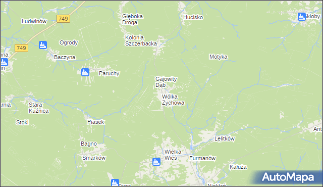 mapa Wólka Zychowa, Wólka Zychowa na mapie Targeo