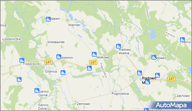 mapa Wołkowo, Wołkowo na mapie Targeo