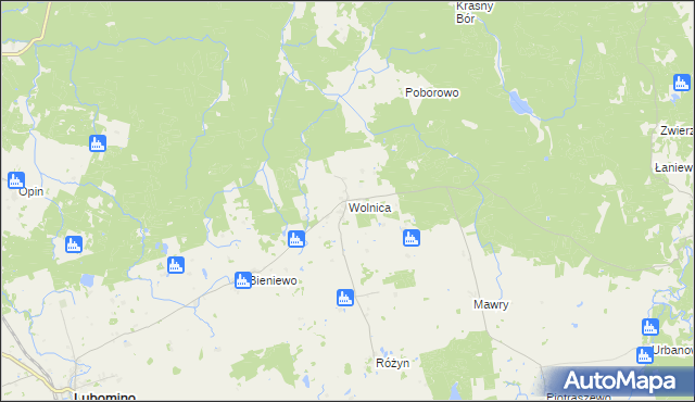 mapa Wolnica gmina Lubomino, Wolnica gmina Lubomino na mapie Targeo