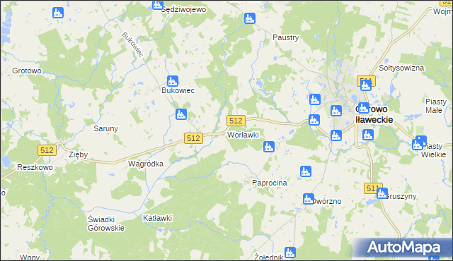 mapa Worławki gmina Górowo Iławeckie, Worławki gmina Górowo Iławeckie na mapie Targeo