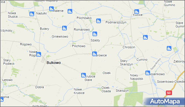 mapa Worowice gmina Bulkowo, Worowice gmina Bulkowo na mapie Targeo