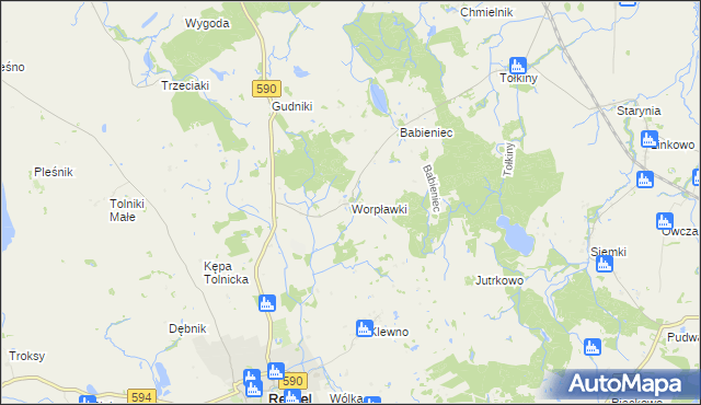 mapa Worpławki, Worpławki na mapie Targeo