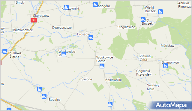 mapa Woskowice Górne, Woskowice Górne na mapie Targeo