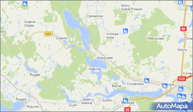 mapa Woszczele, Woszczele na mapie Targeo