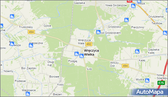mapa Wręczyca Wielka, Wręczyca Wielka na mapie Targeo