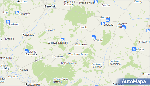 mapa Wróblewo gmina Radzanów, Wróblewo gmina Radzanów na mapie Targeo