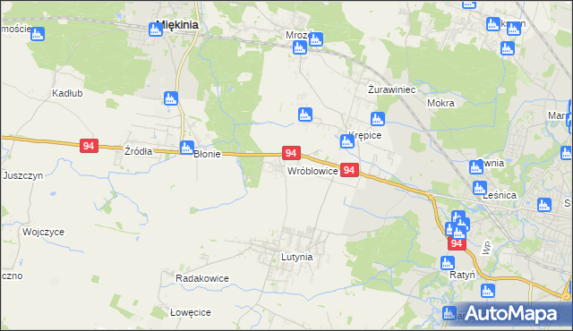 mapa Wróblowice gmina Miękinia, Wróblowice gmina Miękinia na mapie Targeo