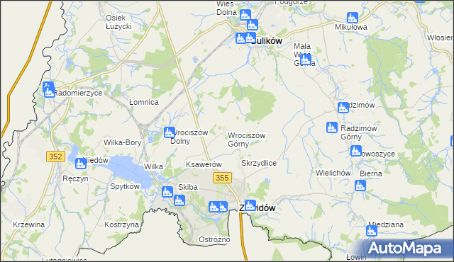 mapa Wrociszów Górny, Wrociszów Górny na mapie Targeo