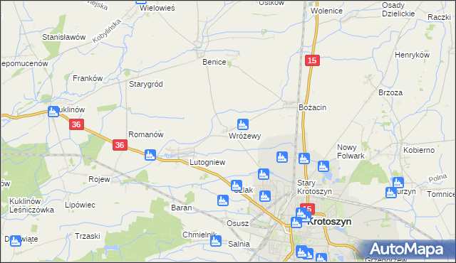 mapa Wróżewy, Wróżewy na mapie Targeo