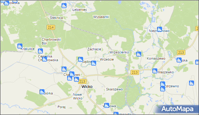 mapa Wrzeście gmina Wicko, Wrzeście gmina Wicko na mapie Targeo