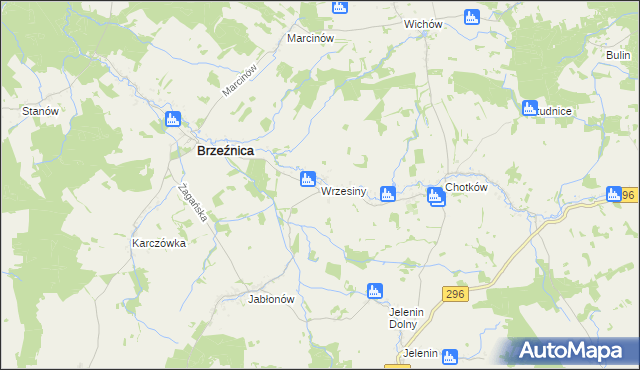 mapa Wrzesiny gmina Brzeźnica, Wrzesiny gmina Brzeźnica na mapie Targeo