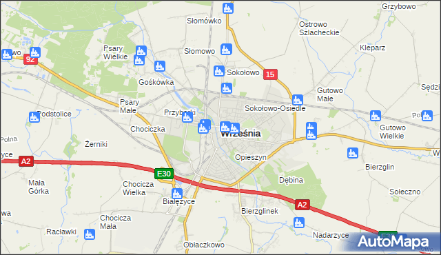 mapa Wrześni, Września na mapie Targeo