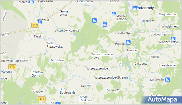 mapa Wrzeszczewice Nowe, Wrzeszczewice Nowe na mapie Targeo