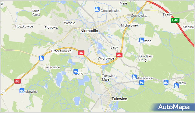 mapa Wydrowice gmina Niemodlin, Wydrowice gmina Niemodlin na mapie Targeo