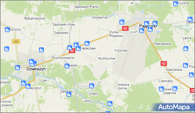 mapa Wydrzynów, Wydrzynów na mapie Targeo