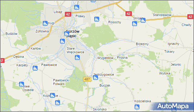 mapa Wygiełdów, Wygiełdów na mapie Targeo