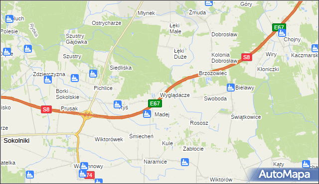 mapa Wyglądacze, Wyglądacze na mapie Targeo