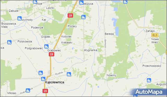 mapa Wygnanka gmina Kąkolewnica, Wygnanka gmina Kąkolewnica na mapie Targeo