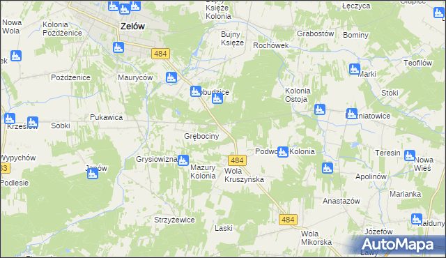 mapa Wygoda gmina Bełchatów, Wygoda gmina Bełchatów na mapie Targeo
