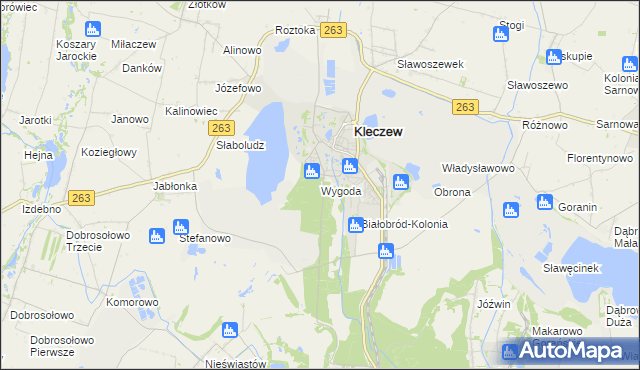 mapa Wygoda gmina Kazimierz Biskupi, Wygoda gmina Kazimierz Biskupi na mapie Targeo