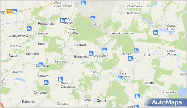 mapa Wygranka gmina Kłoczew, Wygranka gmina Kłoczew na mapie Targeo