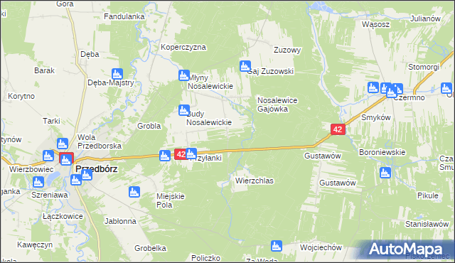 mapa Wygwizdów gmina Przedbórz, Wygwizdów gmina Przedbórz na mapie Targeo