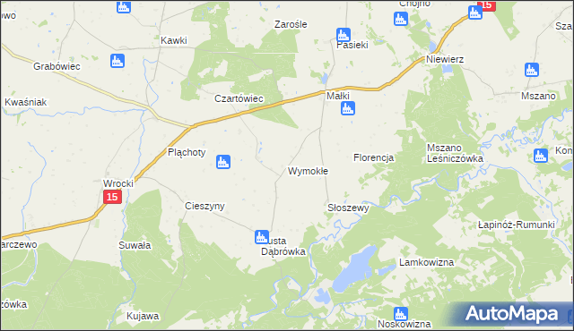 mapa Wymokłe, Wymokłe na mapie Targeo