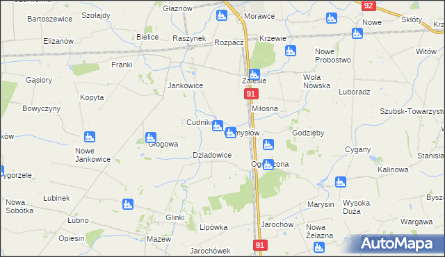 mapa Wymysłów gmina Krośniewice, Wymysłów gmina Krośniewice na mapie Targeo