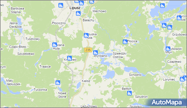 mapa Wyrówno, Wyrówno na mapie Targeo