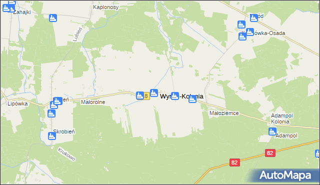 mapa Wyryki, Wyryki na mapie Targeo