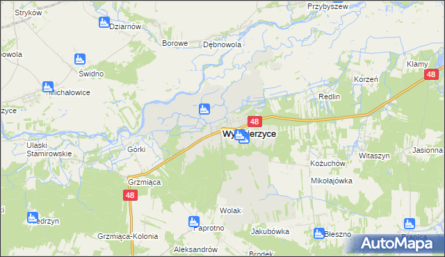 mapa Wyśmierzyce, Wyśmierzyce na mapie Targeo