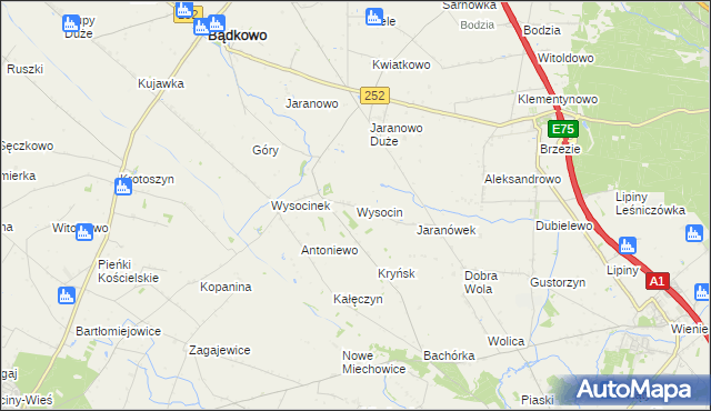 mapa Wysocin gmina Bądkowo, Wysocin gmina Bądkowo na mapie Targeo