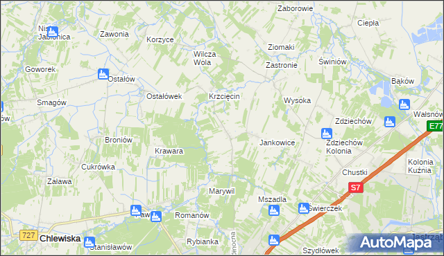 mapa Wysocko gmina Szydłowiec, Wysocko gmina Szydłowiec na mapie Targeo