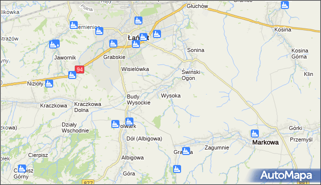 mapa Wysoka gmina Łańcut, Wysoka gmina Łańcut na mapie Targeo