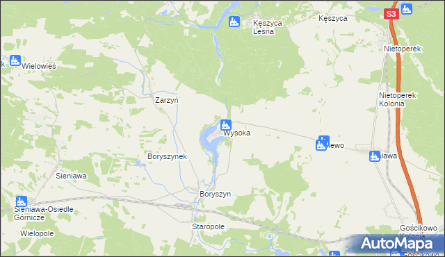 mapa Wysoka gmina Międzyrzecz, Wysoka gmina Międzyrzecz na mapie Targeo