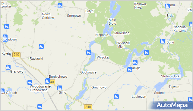 mapa Wysoka gmina Tuchola, Wysoka gmina Tuchola na mapie Targeo