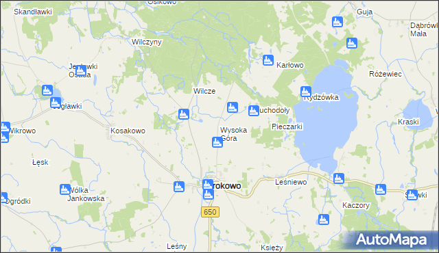 mapa Wysoka Góra gmina Srokowo, Wysoka Góra gmina Srokowo na mapie Targeo