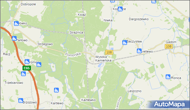 mapa Wysoka Kamieńska, Wysoka Kamieńska na mapie Targeo