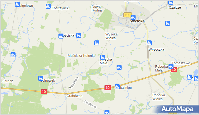 mapa Wysoka Mała gmina Wysoka, Wysoka Mała gmina Wysoka na mapie Targeo