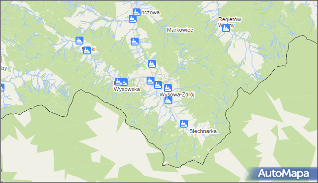 mapa Wysowa-Zdrój, Wysowa-Zdrój na mapie Targeo