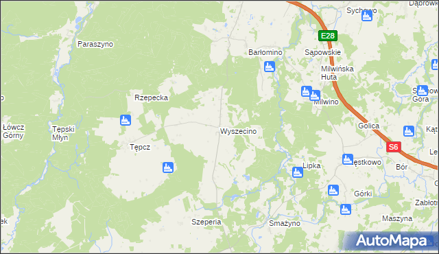 mapa Wyszecino, Wyszecino na mapie Targeo