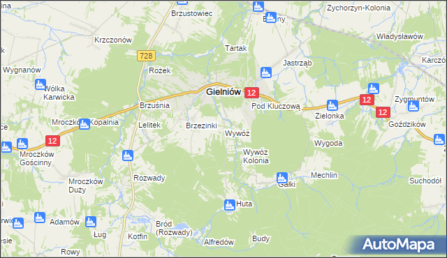 mapa Wywóz, Wywóz na mapie Targeo