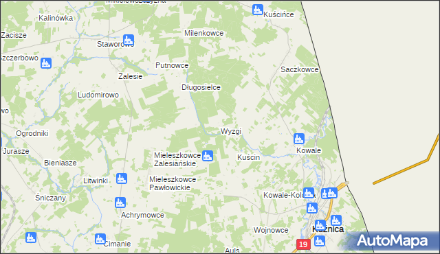 mapa Wyzgi, Wyzgi na mapie Targeo