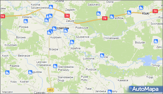 mapa Żabczanka, Żabczanka na mapie Targeo