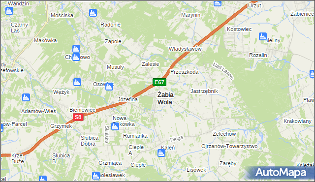 mapa Żabia Wola powiat grodziski, Żabia Wola powiat grodziski na mapie Targeo