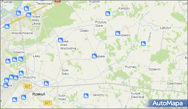 mapa Zabiele gmina Rzekuń, Zabiele gmina Rzekuń na mapie Targeo