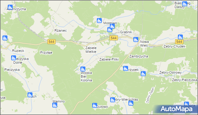 mapa Zabiele-Piliki, Zabiele-Piliki na mapie Targeo