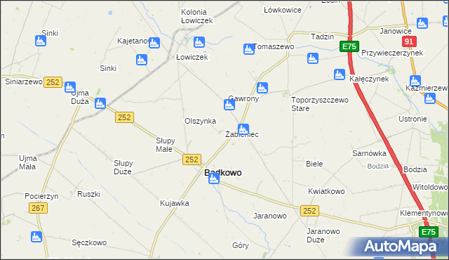 mapa Żabieniec gmina Bądkowo, Żabieniec gmina Bądkowo na mapie Targeo