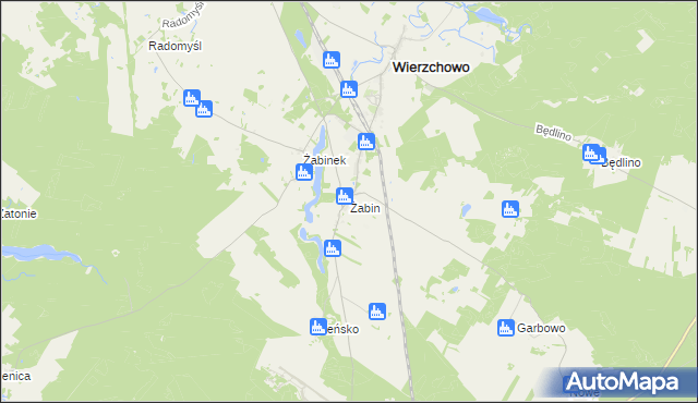 mapa Żabin gmina Wierzchowo, Żabin gmina Wierzchowo na mapie Targeo