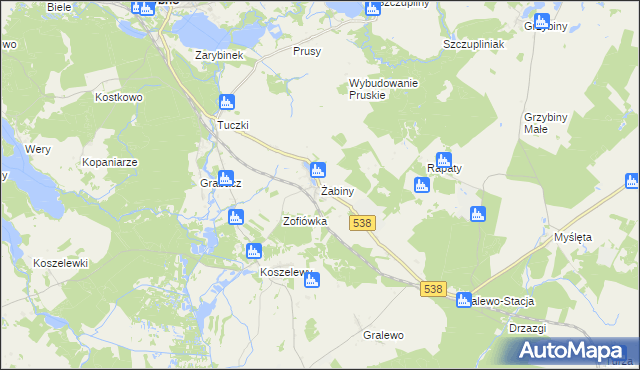 mapa Żabiny, Żabiny na mapie Targeo